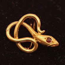 Antique Victorian gold garnet snake scarf dress handky clip clasp French (7564)