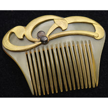 Beaudouin Antique Art Nouveau Hair Comb in original box gilded enamelled (7614)