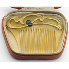 Beaudouin Antique Art Nouveau Hair Comb in original box gilded enamelled (7614)