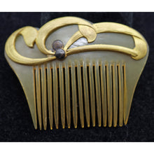 Beaudouin Antique Art Nouveau Hair Comb in original box gilded enamelled (7614)