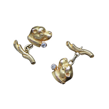 Vintage Dog Cufflinks 18k Gold Diamonds Gentleman's Jewelry Man Unisex (6593)