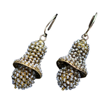 Antique Earrings Georgian Victorian Ear Pendants Pearl Gold Wedding Bell (5890)