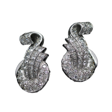 Antique Art Deco Earrings Platinum Diamond Silver Clips French w Appraisal (5941