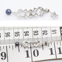 Vintage Art Deco Platinum Diamond Earrings Ear Pendants w black Pearls (6036)