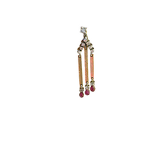Modernist Geometric Dangle Earrings Gold Silver Rubies Diamonds Moving (6037)