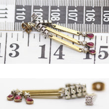 Modernist Geometric Dangle Earrings Gold Silver Rubies Diamonds Moving (6037)