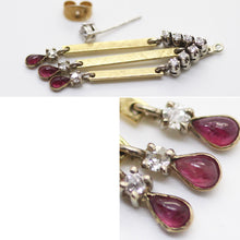 Modernist Geometric Dangle Earrings Gold Silver Rubies Diamonds Moving (6037)