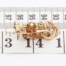 Antique Victorian Earrings 14k Gold Scrolls w Pearls & Turquoise English (6087)