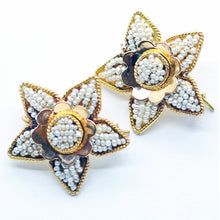 Antique Vintage Earrings Pearls Gold Bukhara Uzbekistan Ethnic beauty (6174)