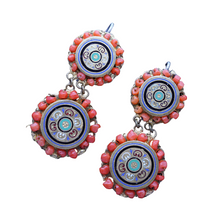 Antique Victorian Earrings Crl Enamel Gilt Metal French Napoleon III (6315)