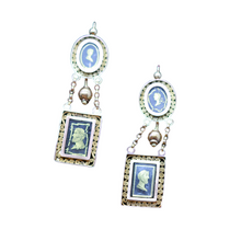 Antique Georgian Earrings Gold Portraits Man Woman French 18-19C (6391)