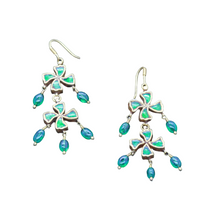 Antique Earrings Gold Emeralds Ear Pendants Indian 22k Kundan Wedding (6433)