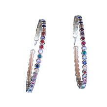 Vintage Earrings Navaratna 22k Gold Gems Hoop Amuletic Jewelry India(6457)