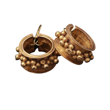 Antique Vintage Earrings 20-22k Gold Huge Hoops with Gold Baubles Indian (6465)