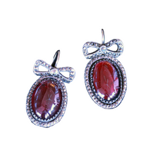 Antique early Georgian Earrings Garnet Bows Gold Silver Pyrite c1740 (6496)