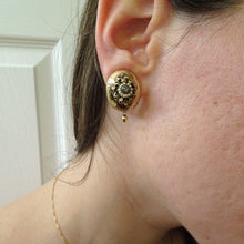 Antique Victorian Earrings 18k Gold Rose Cut Diamonds Pearls Silver (6528)