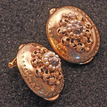 Antique Victorian Earrings 18k Gold Rose Cut Diamonds Pearls Silver (6528)