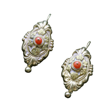 Antique Victorian Earrings 14k Gold Crl Repousse Foliage Scrolls (6548)