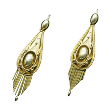 Victorian Earrings Etruscan Revival 18k Gold Granulation Filigree fringes (6558)