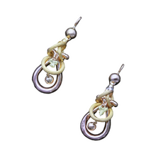 Antique Victorian Earrings 18k Gold Dangles Rings French Ear Pendants (6597)