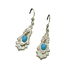 Antique Victorian Earrings 14k Gold Turquoise Dangle Drop Ear Pendants (6602)