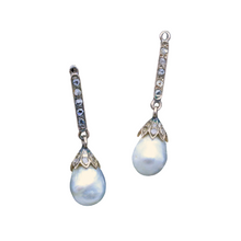 Antique Earrings Natural Pearls Diamonds 14k Gold GIA Certificate (6663)