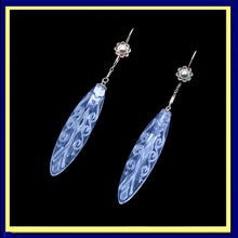 Antique Earrings Long Ear Pendants 14k Gold and Carved Glass Nouveau Deco (6678)