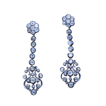 Antique Georgian Victorian Earrings Diamonds Gold Silver Long w Appraisal (6686)