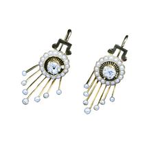 Antique Victorian Earrings Diamonds Pearls Enamel 18k Gold w Appraisal (6756)