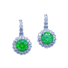 Vintage Earrings 2.62ct Demantoid Garnet Diamonds Platinum Gold Appraisal (6774)