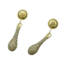 Antique Victorian Earrings 14k Gold Filigree Day Night Possibly Russian (6847)