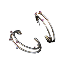 Vintage Tiffany and Co Hoop Earrings 18k Gold Rubies Diamonds c1995  (6875)