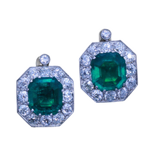 Antique Earrings Earclips Gold Platinum Emeralds Diamonds w Appraisal (6947)