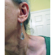 Antique Pendant Earrings Platinum Diamonds Aquamarine Briolette w Appraisal(6975)