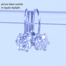 Antique Vintage Earrings 18k White Gold Old Mine Cut Diamonds (7153)