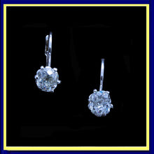 Antique Vintage Earrings 18k White Gold Old Mine Cut Diamonds (7153)