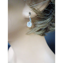 Antique Vintage Earrings 18k White Gold Old Mine Cut Diamonds (7153)