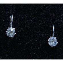 Antique Vintage Earrings 18k White Gold Old Mine Cut Diamonds (7153)