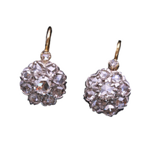 Antique Victorian Diamond Earrings 18k Yellow Gold, Silver, French (7174)