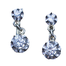 Antique French Dormeuse Earrings 18k white Gold and diamonds (7191)