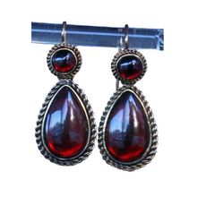 Antique Victorian Earrings articulated ear pendants Gold Garnets English (7221)