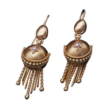 Antique Earrings Gold pearls Filigree Granulation Etruscan Classic Revival (7226)