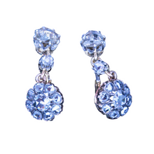 Antique Earrings 18k gold diamonds French dormeuse sleepers floral drops (7238)