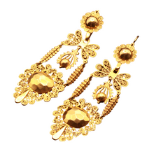 Antique Georgian Empire earrings Gold filigree Day Night Sicilian v long (7299)