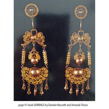 Antique Georgian Empire earrings Gold filigree Day Night Sicilian v long (7299)