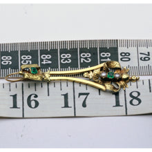 Antique Victorian Earrings 18k gold emerald-paste pearls Day Night ear pendants (7321)