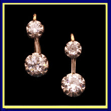 antique Victorian earrings gold platinum diamonds sleepers French