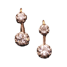 Antique Victorian Earrings 18k gold platinum diamonds sleepers French (7320)