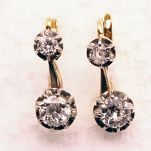 Antique Victorian Earrings 18k gold platinum diamonds sleepers French (7320)