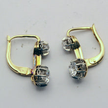 Antique Victorian Earrings 18k gold platinum diamonds sleepers French (7320)